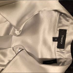 Theory Silver Silk Perfect Fit Blouse